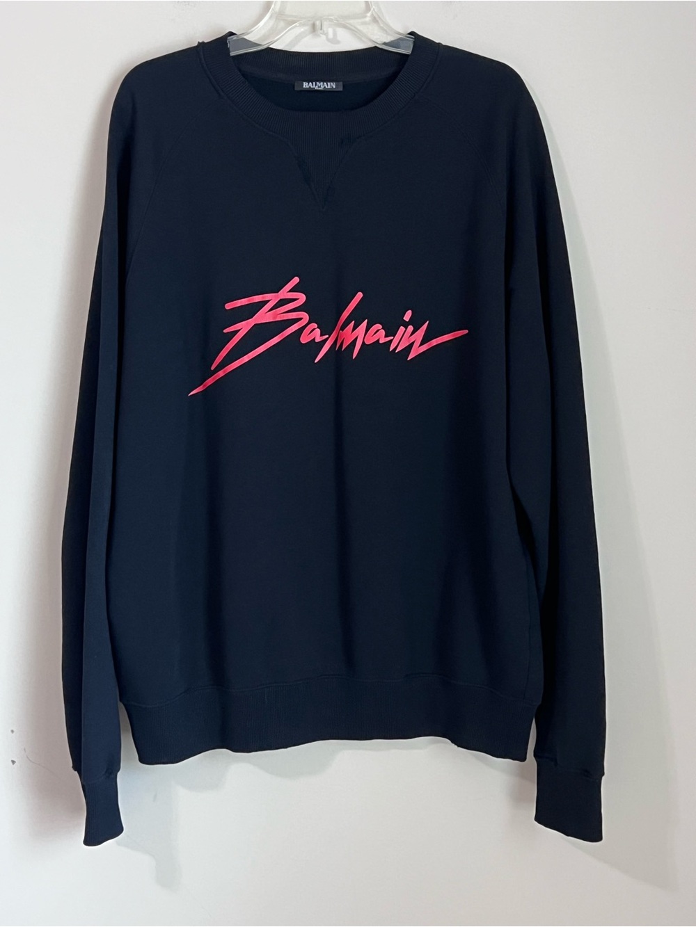 Balmain Logo Crewneck Sweatshirt Men's XXL Black Red‎